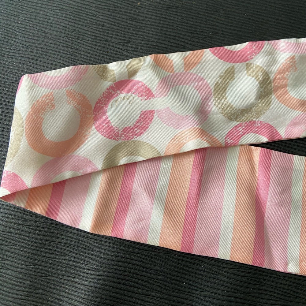 Coach skinny silk scarf in light pink